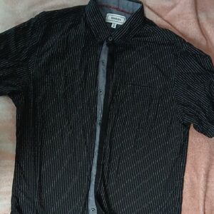 Casual Black Button Down Shirt with Subtle Texture
